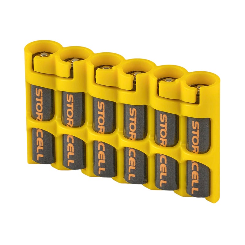 Storacell AAA Battery Storage Caddy by Storacell, Yellow, Holds 6 Batteries (Not included) - Image 1